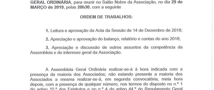 Convoatória A. G. Ordinária de 29.03.2019